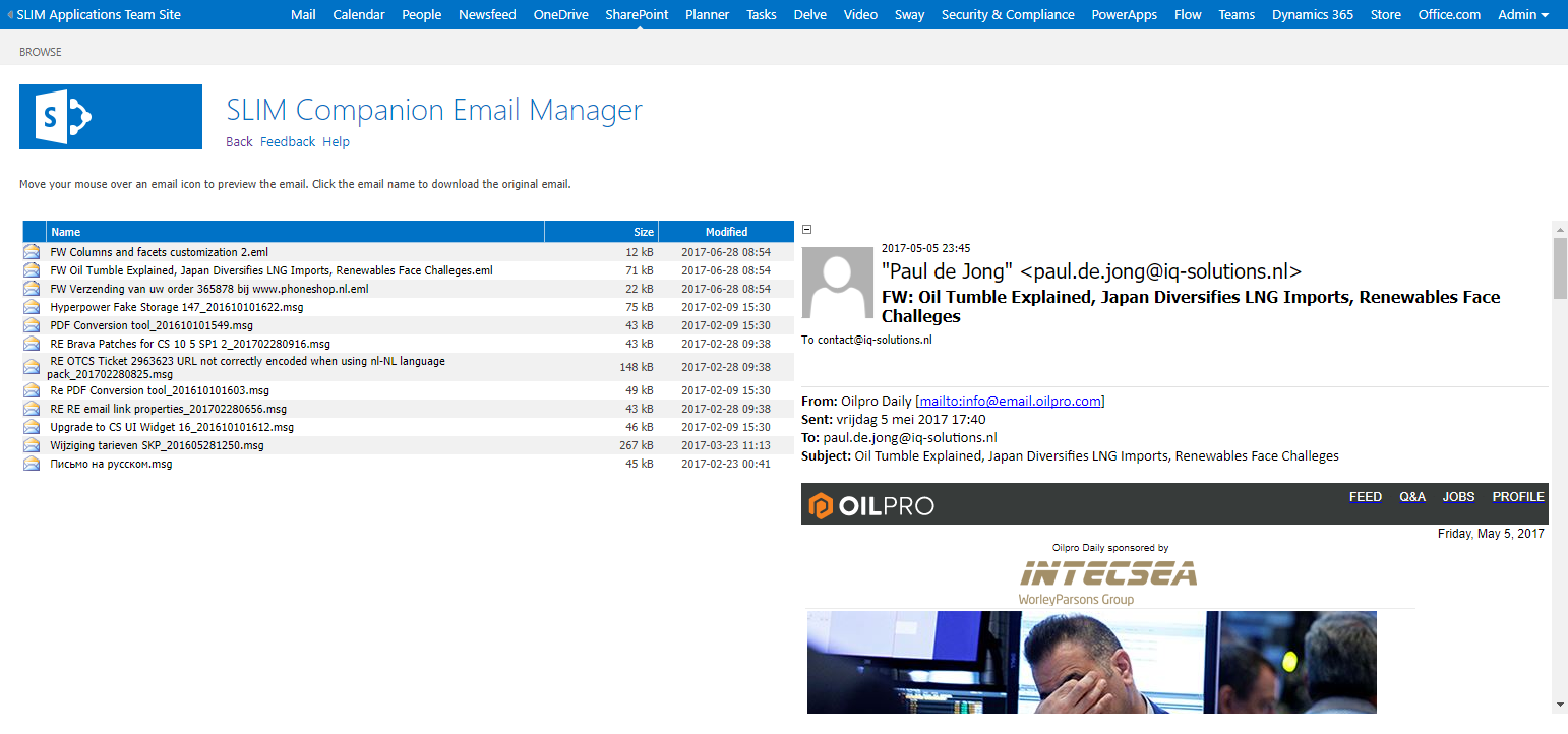 How do I preview emails in SharePoint? SLIM Applications